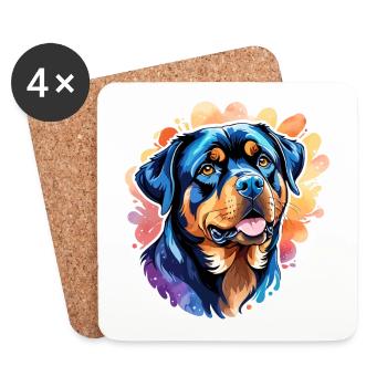 Rottweiler Watercolors - Coasters (set of 4) - white - Front