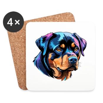 Rottweiler Watercolors - Coasters (set of 4) - white - Front