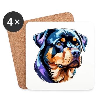 Rottweiler Watercolors - Coasters (set of 4) - white - Front