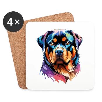 Rottweiler Watercolors - Coasters (set of 4) - white - Front