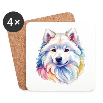 Samoyed watercolors - Coasters (set of 4) - white - Front