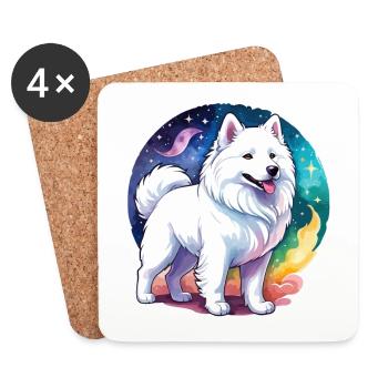 Samoyed watercolors - Coasters (set of 4) - white - Front