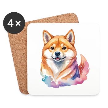 Aquarelles Shiba Inu - Dessous de verre (lot de 4) - blanc - Devant