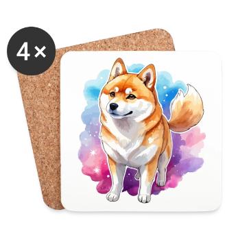 Shiba Inu Watercolors - Coasters (set of 4) - white - Front