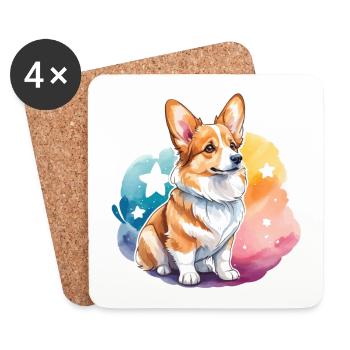 Welsh Corgi Pembroke Watercolor - Coasters (set of 4) - white - Front