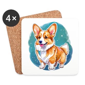 Welsh Corgi Pembroke Watercolor - Coasters (set of 4) - white - Front