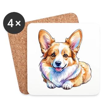 Welsh Corgi Pembroke Watercolor - Coasters (set of 4) - white - Front