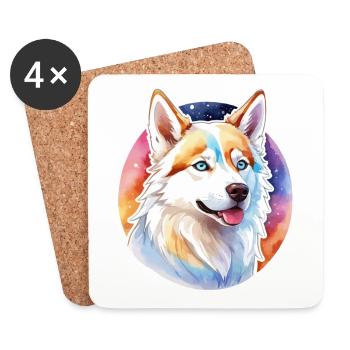 Siberian Husky Watercolors - Coasters (set of 4) - white - Front