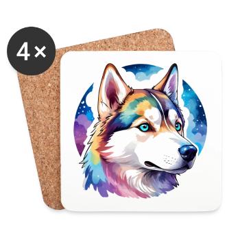 Siberian Husky Watercolors - Coasters (set of 4) - white - Front