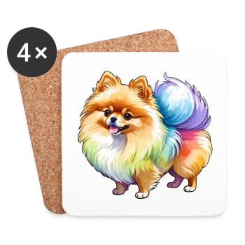 Pomeranian Zwergspitz Wasserfarben - Untersetzer (4er-Set) - Weiß - Vorne