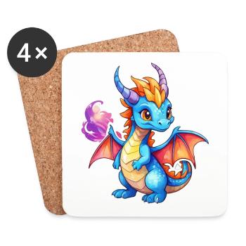 Aquarelles de dragon - Dessous de verre (lot de 4) - blanc - Devant