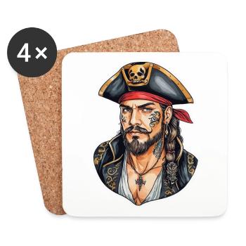 Pirate Neo Traditional Style - Coasters (set of 4) - white - Front