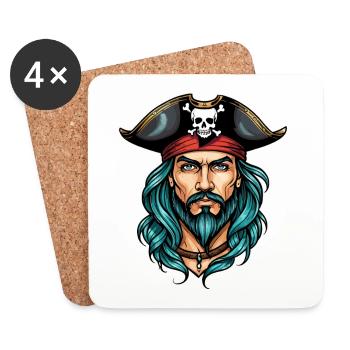 Pirate Neo Traditional Style - Coasters (set of 4) - white - Front