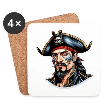 Pirate Neo Traditional Style - Coasters (set of 4) - white - Front