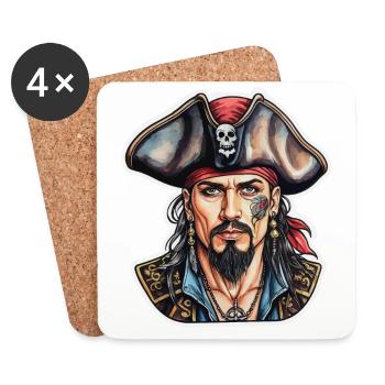 Pirate Neo Traditional Style - Coasters (set of 4) - white - Front