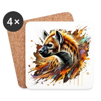 Hyena in watercolor, colorful - Coasters (set of 4) - white - Front