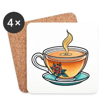 Teetasse Neo Traditional - Untersetzer (4er-Set) - Weiß - Vorne
