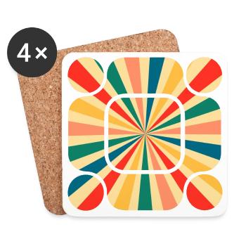 Retro Pattern: Tauchen Sie ein in die Schwingung der Farben - Untersetzer (4er-Set) - Weiß - Vorne