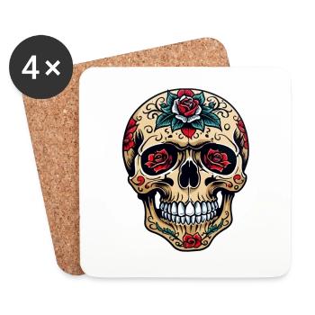 Totenkopf Neo Traditional - Untersetzer (4er-Set) - Weiß - Vorne