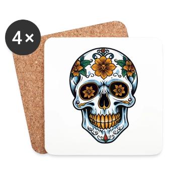 Totenkopf Neo Traditional - Untersetzer (4er-Set) - Weiß - Vorne