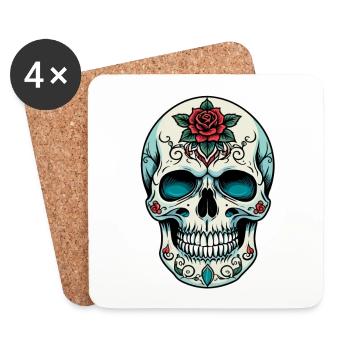 Skull Neo Traditional - Coasters (set of 4) - white - Front