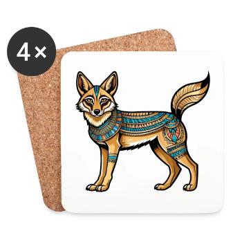 Chacal Égyptien Néo Traditionnel - Dessous de verre (lot de 4) - blanc - Devant