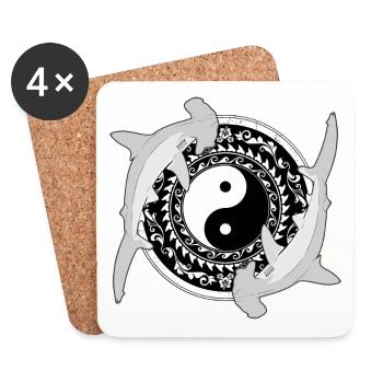 Yin Yang Hammerhaie - Untersetzer (4er-Set) - Weiß - Vorne