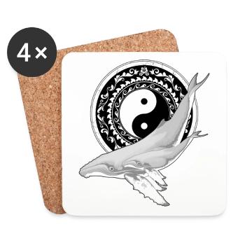 Yin Yang Humpback Whales - Coasters (set of 4) - white - Front