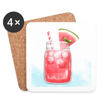 Refreshing Watermelon Cocktail Art - Coasters (set of 4) - white - Front