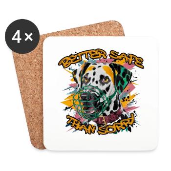 Better Safe Than Sorry - Dalmatiner Dalmatian - Untersetzer (4er-Set) - Weiß - Vorne