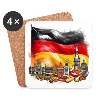 German Flag and Iconic Landmarks - Coasters (set of 4) - white - Front