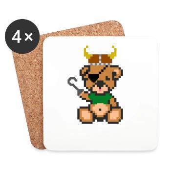 Pixel Bear Viking - Dessous de verre (lot de 4) - blanc - Devant
