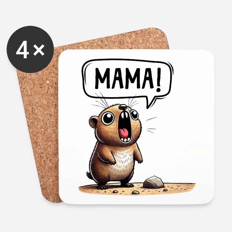 Hyrax schreit MAMA! Nagetier Comic - Untersetzer (4er-Set) - Weiß