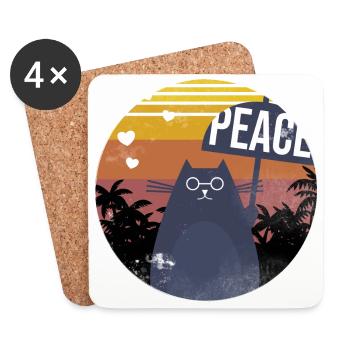 Drôle de chat - Dessous de verre (lot de 4) - blanc - Devant