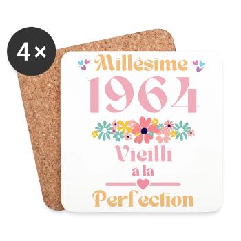 60 ans idée cadeau anniversaire drôle humour maman - Dessous de verre (lot de 4) - blanc - Devant