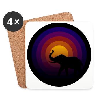 Vinyl record with elephant groove - Coasters (set of 4) - white - Front