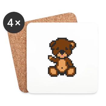 Pixel Bear Brownie - Coasters (set of 4) - white - Front