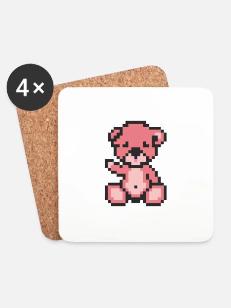Pixelbär-Bonbons - Untersetzer (4er-Set) - Weiß