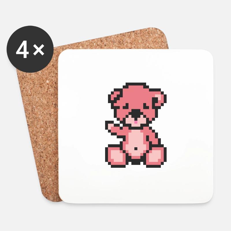 Pixelbär-Bonbons - Untersetzer (4er-Set) - Weiß