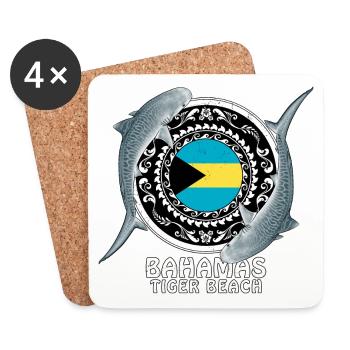 Tiger Beach Bahamas - Coasters (set of 4) - white - Front