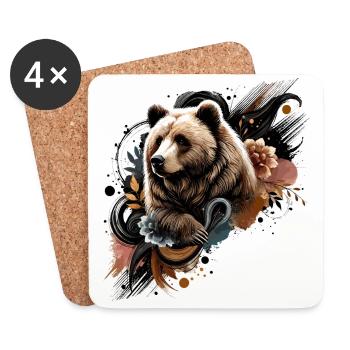 Grizzly, ours, bear - Dessous de verre (lot de 4) - blanc - Devant