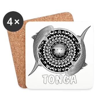 Requin tigre des Tonga - Dessous de verre (lot de 4) - blanc - Devant