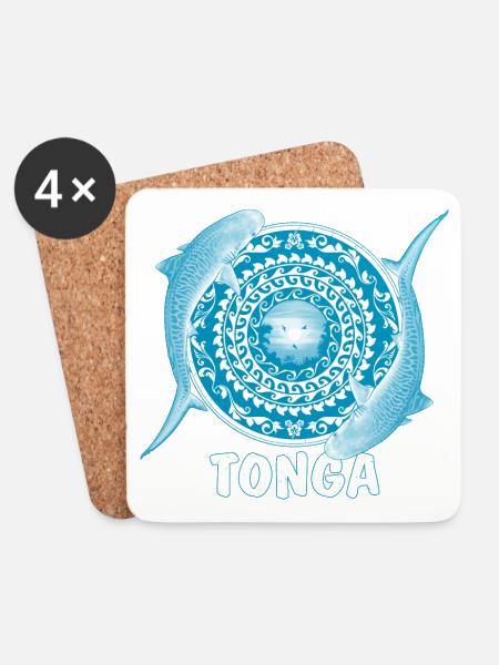 Tonga Tigerhai - Untersetzer (4er-Set) - Weiß