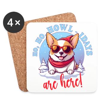 Pembroke Welsh Corgi in Winter, Sweet Illustration - Coasters (set of 4) - white - Front