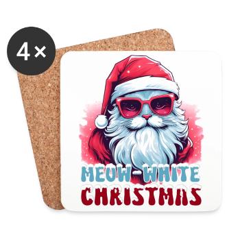 Chat angora turc du Père Noël - Dessous de verre (lot de 4) - blanc - Devant