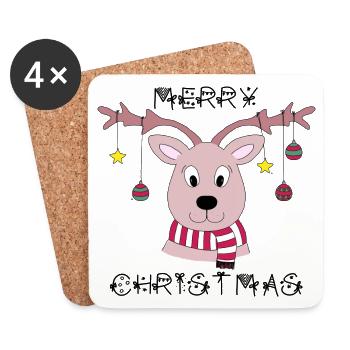 Merry Christmas - Untersetzer (4er-Set) - Weiß - Vorne