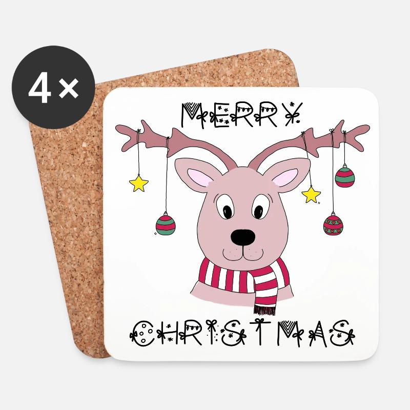 Merry Christmas - Untersetzer (4er-Set) - Weiß