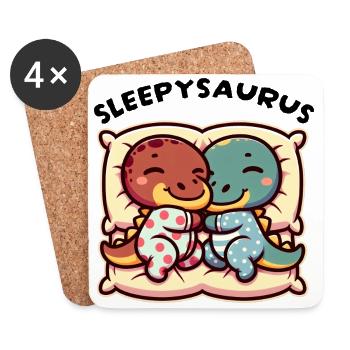 Sleepysaurus Official Sleep Outfit Sleep Shirt - Coasters (set of 4) - white - Front