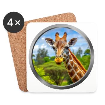 Giraffe Animal - Coasters (set of 4) - white - Front