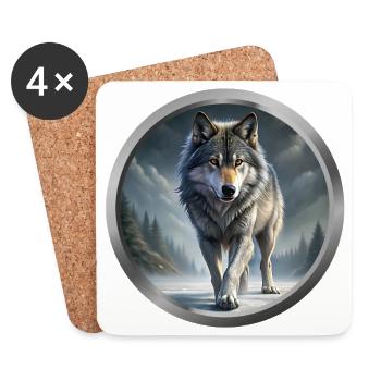 Wolf Animal - 1 - Coasters (set of 4) - white - Front